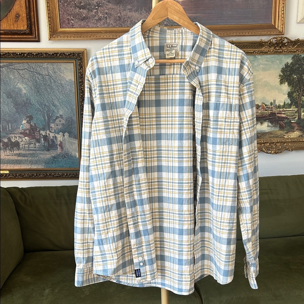 L.L. Bean Blue and Cream Flannel Shirt